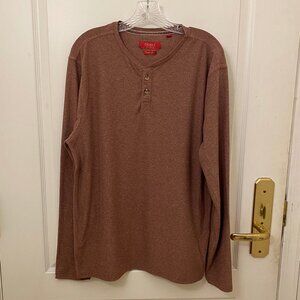 GUC Bruno Milano Super Soft Men Brick Red Long Sleeve Henley T-Shirt Size Large